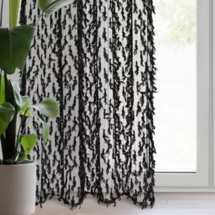 Zasłona czarna zdobiona wzorem designerskim 140x250 przelotka VICTORIA Eva Minge