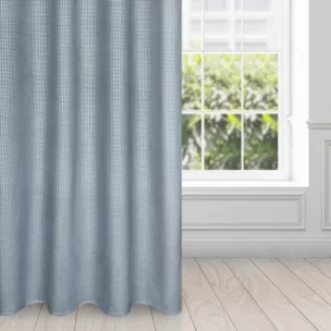 Zasłona granatowo, srebrna z nadrukiem pepitki z welwetu 140x250cm przelotka DARCY