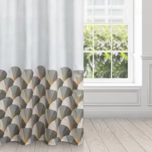 Zasłona biało, szara ze złotym wzorem z tkaniny welwetowej 140x250 przelotka GINA Design 91