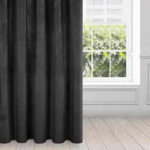 Zasłona czarna z ekskluzywnego matowego welwetu 140x270 cm taśma VILLA
