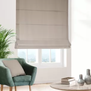 Roleta szyta z systemem comfort ciemnokremowa z tkaniny w geometryczny wzór