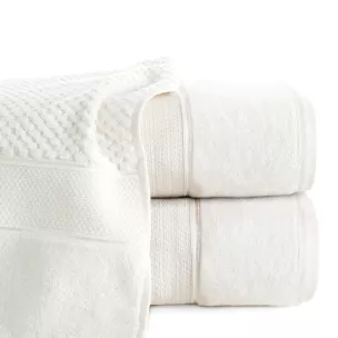 Ręcznik kąpielowy 90x150 cm bawełniany kolor kremowy z welwetową bordiurą 500 g/m2 JESSI