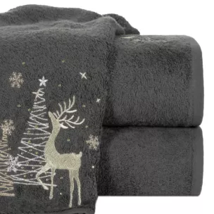 Ręcznik kąpielowy świąteczny 70x140 cm bawełniany kolor stalowy 450 g/m2 SANTA