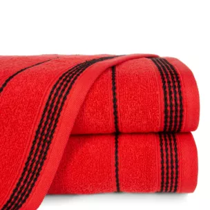 Ręcznik kąpielowy 50x90 cm bawełniany kolor czerwony ze stębnowaną bordiurą 500 g/m2 MIRA