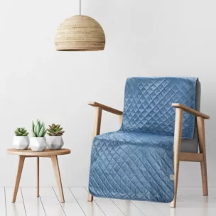 DESIGN 91 Narzuta na fotel LUIZ  5 welwetowa pikowana metodą hot press w geometryczny wzór