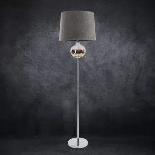 Lampa stojąca AMORA z matowym abażurem o widocznym splocie