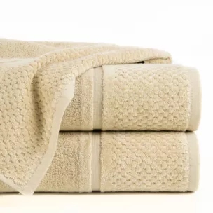 Ręcznik do rąk 30x50 cm bawełniany kolor beżowy z efektowną bordiurą 550 g/m2 IBIZA