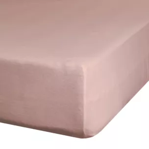 Prześcieradło gładkie z gumką 140x200 cm z satyny bawełnianej kolor pudrowy róż 125 g/m2 NOVA 3