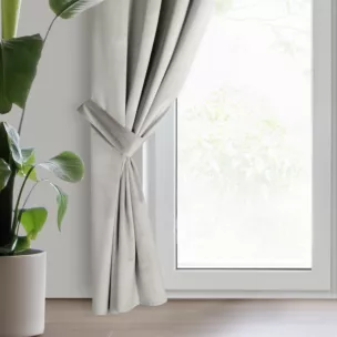 Zasłona popielata z tkaniny welwetowej, troczek w zestawie 140x270 cm przelotka ANTARA