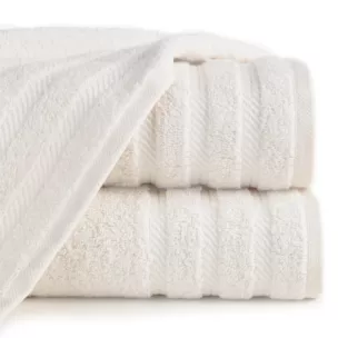 Ręcznik kąpielowy 50x90 cm bawełniany kolor kremowy podkreślony żakardowymi paskami 480 g/m2 VITO