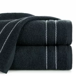 Ręcznik kąpielowy 50x90 cm bawełniany kolor granatowy zdobiony paseczkami 500 g/m2 EMINA