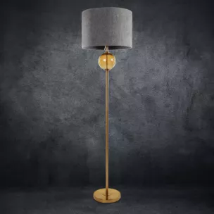 Lampa stojąca LEONA z matowym abażurem o widocznym splocie