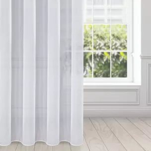 Firana biała z gładkiego mlecznego woalu wykończona szwem obciążającym VIOLET 200x270 cm fala 1:2