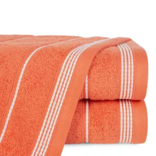 Ręcznik kąpielowy 50x90 cm bawełniany kolor pomarańczowy ze stębnowaną bordiurą 500 g/m2 MIRA
