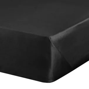 Prześcieradło gładkie bez gumki 180x210 cm z satyny bawełnianej kolor czarny 125 g/m2 NOVA