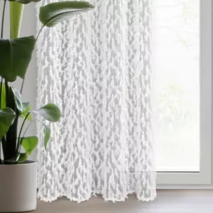 Zasłona biała zdobiona wzorem designerskim 140x250 przelotka VICTORIA Eva Minge
