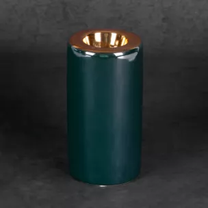 Świecznik ceramiczny AMORA 2 o lśniącej powierzchni ze złotym detalem