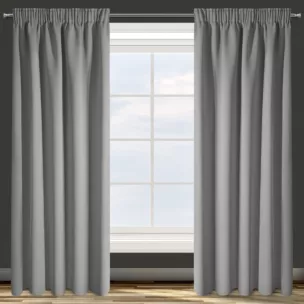 Zasłona szara z gładkiej tkaniny zaciemniającej typu blackout 135x270 taśma PARISA Design 91