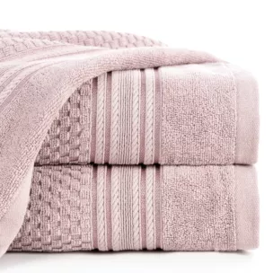 Ręcznik do rąk 30x50 cm bawełniany kolor pudrowy zdobiony subtelnymi paseczkami 500 g/m2 DAVOS