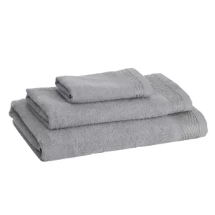 Ręcznik do rąk 30x50 cm bawełniany kolor srebrny z ozdobną bordiurą 400 g/m2 MELANIE