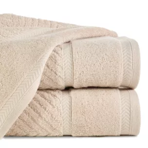 Ręcznik kąpielowy 50x90 cm bawełniany kolor beżowy ze wzorem zygzaka 500 g/m2 KALIA Reina Line