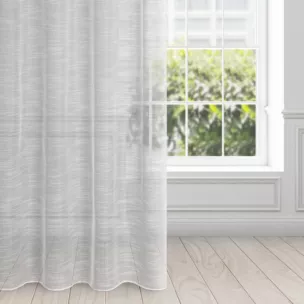 Firana biała z rysunkiem poziomych nitek na błyszczącym tle 140x250 cm przelotka RACHEL