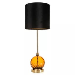 Lampa VALERY zdobiona szklaną podstawą i welwetowym abażurem