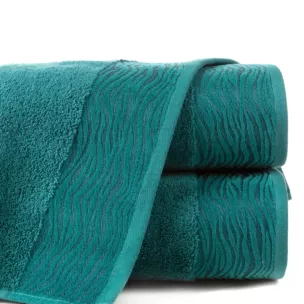Ręcznik kąpielowy 50x90 cm bawełniany kolor turkusowy z żakardową bordiurą 500 g/m2 DAFNE