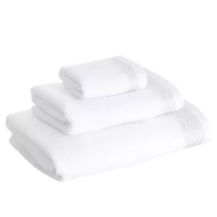 Ręcznik do rąk 30x50 cm bawełniany kolor biały z ozdobną bordiurą 400 g/m2 MELANIE