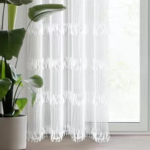 Zasłona biała zdobiona fantazyjnym wzorem 140x250 cm przelotka SOTERA Eva Minge
