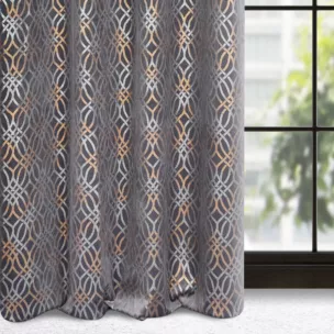 Zasłona stalowo, niebieska z wytłaczanym wzorem, welwetowa 140x250 cm przelotka ARETA