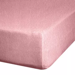 Prześcieradło frotte z gumką 160x200 cm z bawełny kolor pudrowy róż 170 g/m2 Design 91