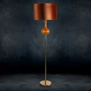 Lampa stojąca LILIANA zdobiona szklaną bombką i welwetowym abażurem