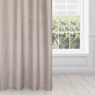 Zasłona beżowo, srebrna z nadrukiem pepitki z welwetu 140x250cm przelotka DARCY