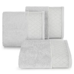 Ręcznik do rąk 30x50 cm bawełniany kolor srebrny zdobiony wzorem geometrycznym 500 g/m2 LAYLA