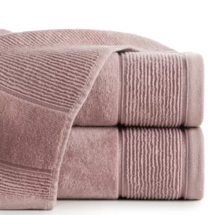 Ręcznik do rąk 30x50 cm bawełniany kolor pudrowy róż z welurową bordiurą 500 g/m2 EMMA