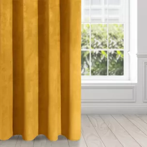 Zasłona musztardowa z ekskluzywnego matowego welwetu 140x250 cm przelotka RIA Diva Line