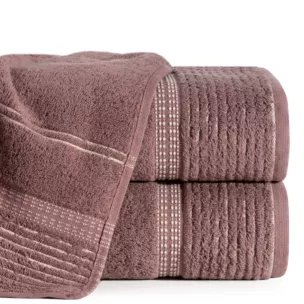 Ręcznik kąpielowy 70x140 cm bawełniany kolor brązowy z bordiurą w paseczki 450 g/m2 TAYLOR Ella Line