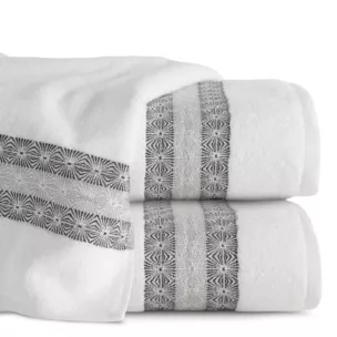 Ręcznik do rąk 70X140 cm bawełniany kolor biały z żakardową bordiurą 500 g/m2 MALIKA
