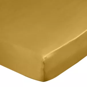 Prześcieradło z gumką 100x200 cm z satyny bawełnianej kolor musztardowy 125 g/m2 DINA Diva Line