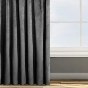 Zasłona czarna z tkaniny welwetowej 140x270 cm taśma ROSA Design 91