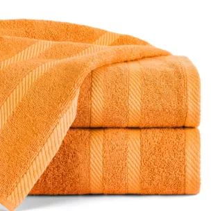 Ręcznik kąpielowy 100x150 cm bawełniany kolor pomarańczowy z ozdobną bordiurą 500 g/m2 MILO