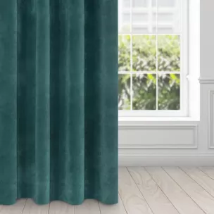 Zasłona ciemnoturkusowa z ekskluzywnego matowego welwetu 140x250 cm przelotka VILLA