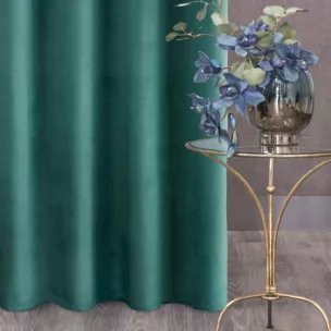 Zasłona ciemnoturkusowa z tkaniny welwetowej 140x250 cm przelotka ROSA Design 91