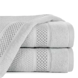 Ręcznik do rąk 30x50 cm bawełniany kolor srebrny z żakardową bordiurą 500 g/m2 DANNY