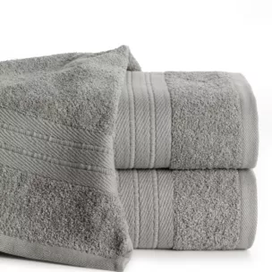 Ręcznik do rąk 30x50 cm bawełniany kolor srebrny z żakardową bordiurą 500 g/m2 KAYA