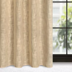 Zasłona beżowa o płóciennym splocie w stylu eko 140x250 cm przelotka LIREN