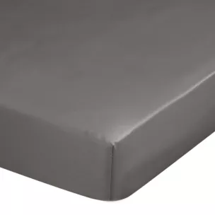 Prześcieradło gładkie z gumką 220x200 cm z satyny bawełnianej kolor popielaty 125 g/m2 NOVA 3