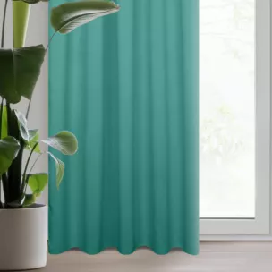Zasłona turkusowa z gładkiej tkaniny zaciemniającej typu blackout 135x270 taśma PARISA Design 91