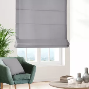 Roleta szyta z systemem comfort jasnoszara o naturalnym, gęstym splocie w stylu eko